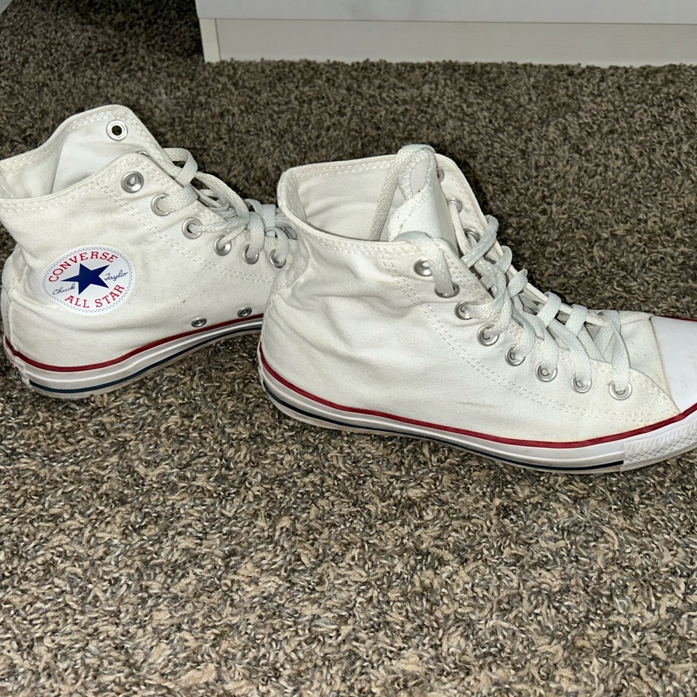 White high top Converse in a size 9